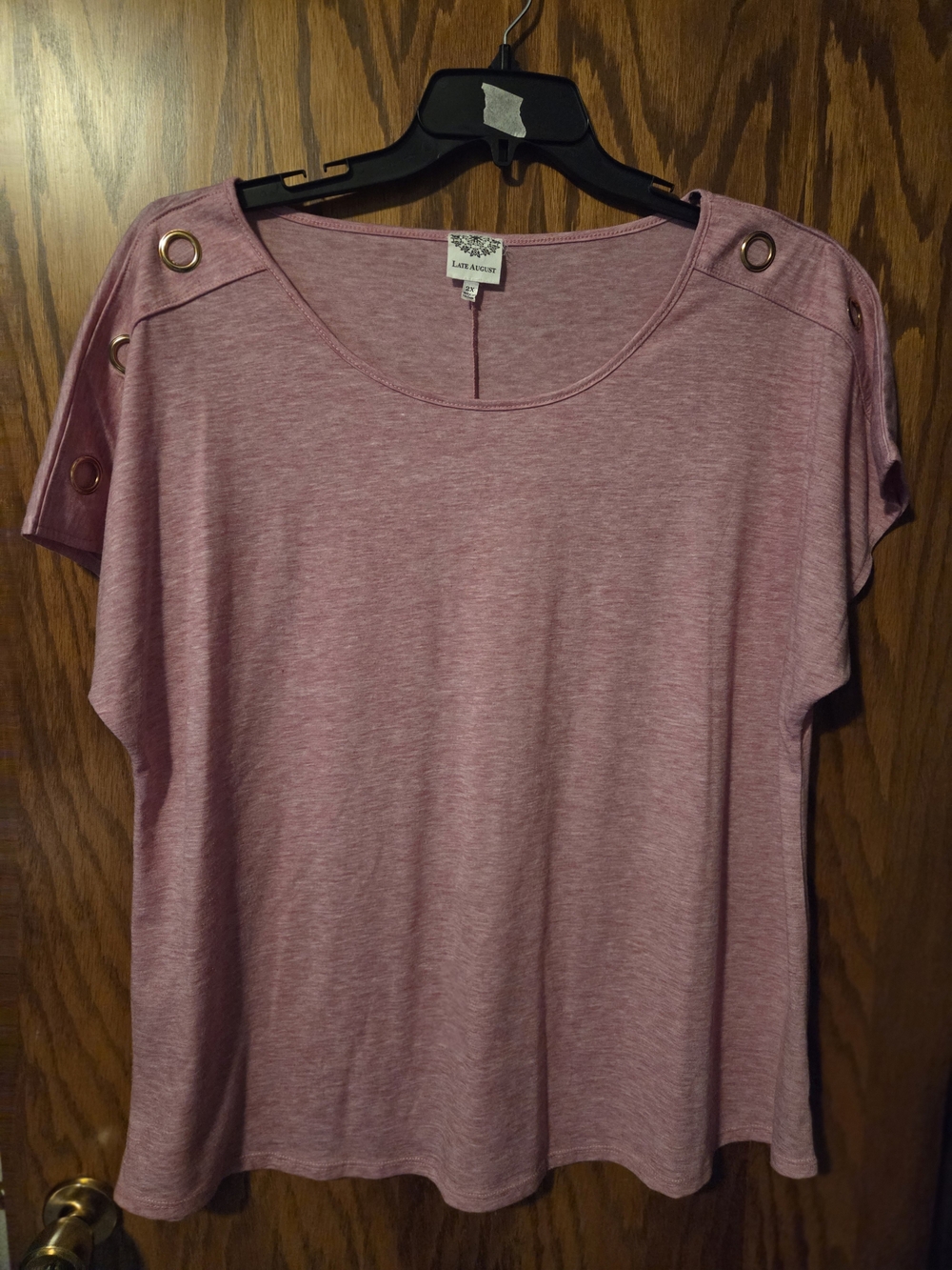 Laila Jameson Pink Grommet Shoulder Tee
